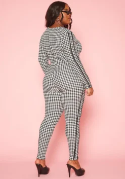 Plus Size Houndstooth Plaid Jumpsuit -Asoph Fashion Shop 2021000 001 4