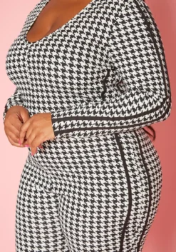 Plus Size Houndstooth Plaid Jumpsuit -Asoph Fashion Shop 2021000 001 5