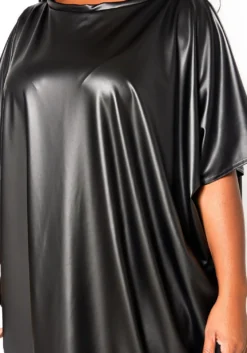Plus Size Faux Leather Oversized Shirt Dress -Asoph Fashion Shop 2021004 001 2