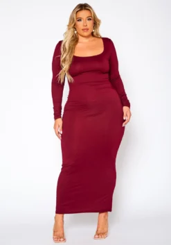 Plus Size Essential Long Sleeve Maxi Dress -Asoph Fashion Shop 2021014 002 2