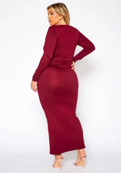 Plus Size Essential Long Sleeve Maxi Dress -Asoph Fashion Shop 2021014 002 4