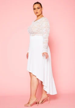 Plus Size Floral Lace High Low Flare Dress -Asoph Fashion Shop 2021016 001 4