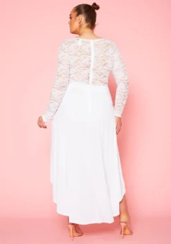 Plus Size Floral Lace High Low Flare Dress -Asoph Fashion Shop 2021016 001 5