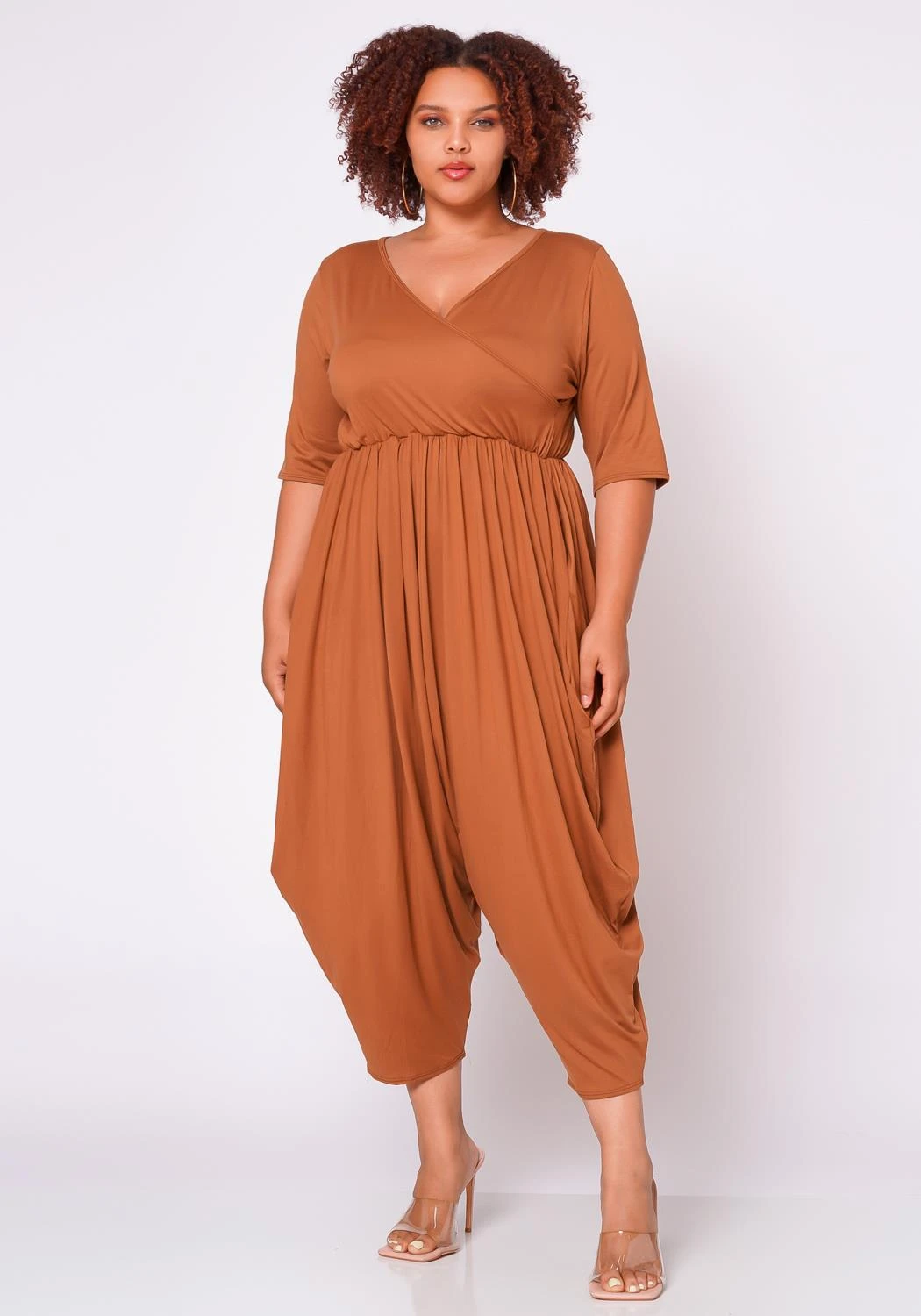 Plus Size Short Sleeve Harem Jumpsuit 2 Plus Size Short Sleeve Harem Jumpsuit - Image 2