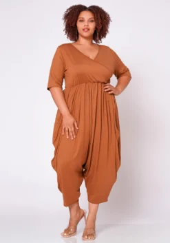 Plus Size Short Sleeve Harem Jumpsuit 8 Plus Size Short Sleeve Harem Jumpsuit -Asoph Fashion Shop 2021019 001 3