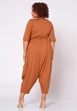 Plus Size Short Sleeve Harem Jumpsuit 10 Plus Size Short Sleeve Harem Jumpsuit -Asoph Fashion Shop 2021019 001 5