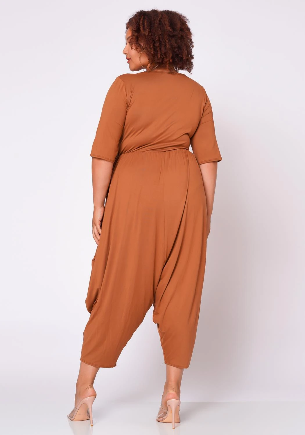 Plus Size Short Sleeve Harem Jumpsuit 5 Plus Size Short Sleeve Harem Jumpsuit - Image 5