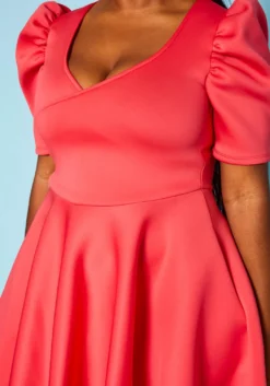 Plus Size Puff Sleeve Flare Mini Dress -Asoph Fashion Shop 2021049 004 5