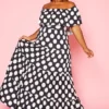 Plus Size Polka Dot Print Flare Maxi Dress