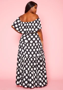 Plus Size Polka Dot Print Flare Maxi Dress -Asoph Fashion Shop 2021055 001 3
