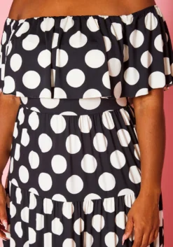 Plus Size Polka Dot Print Flare Maxi Dress -Asoph Fashion Shop 2021055 001 4