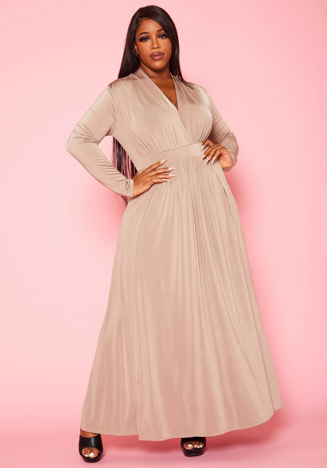 Plus Size Double Slit Flare Maxi Dress 1 Plus Size Double Slit Flare Maxi Dress