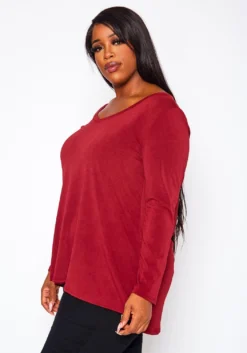 Plus Size V Neck Long Sleeve Top -Asoph Fashion Shop 2021063 002 2