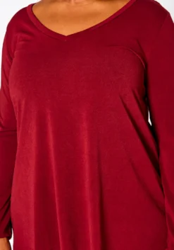 Plus Size V Neck Long Sleeve Top -Asoph Fashion Shop 2021063 002 4