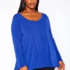 Plus Size V Neck Long Sleeve Top