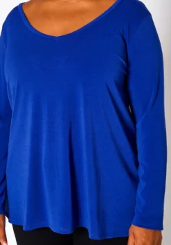 Plus Size V Neck Long Sleeve Top -Asoph Fashion Shop 2021063 004 4