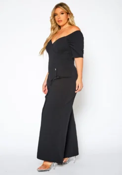 Plus Size Off Shoulder Button Down Jumpsuit -Asoph Fashion Shop 2021070 002 3
