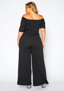 Plus Size Off Shoulder Button Down Jumpsuit -Asoph Fashion Shop 2021070 002 4
