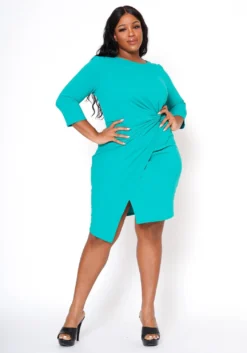 Plus Size Twist Hem Cocktail Dress