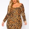 Plus Size Fierce Animal Print Mesh Bodycon Mini Dress