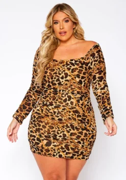 Plus Size Fierce Animal Print Mesh Bodycon Mini Dress