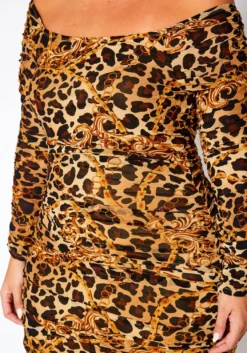 Plus Size Fierce Animal Print Mesh Bodycon Mini Dress -Asoph Fashion Shop 2021081 001 4