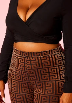 Plus Size Crop Top & Greek Key Print Pants Set 9 Plus Size Crop Top & Greek Key Print Pants Set -Asoph Fashion Shop 2021107 001 4