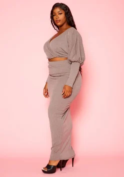 Plus Size Ribbed Knit Crop Top & Skirt Set -Asoph Fashion Shop 2021132 001 2