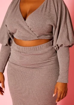 Plus Size Ribbed Knit Crop Top & Skirt Set -Asoph Fashion Shop 2021132 001 4