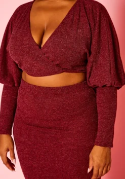 Plus Size Ribbed Knit Crop Top & Skirt Set -Asoph Fashion Shop 2021132 002 4