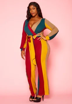 Plus Size Color Block Long Sleeve Jumpsuit 7 Plus Size Color Block Long Sleeve Jumpsuit -Asoph Fashion Shop 2021136 001 2