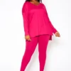 Plus Size V Neck Long Sleeve Top & Legging Set