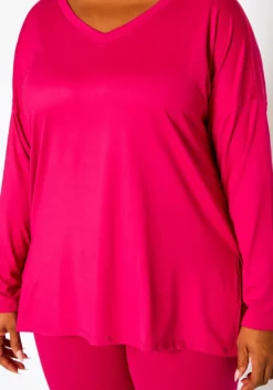 Plus Size V Neck Long Sleeve Top & Legging Set -Asoph Fashion Shop 2021142 003 5