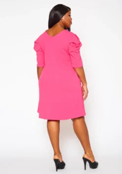 Plus Size Ruffle Short Sleeve Dress -Asoph Fashion Shop 2021144 003 5