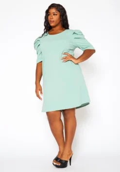 Plus Size Ruffle Short Sleeve Dress -Asoph Fashion Shop 2021144 004 2