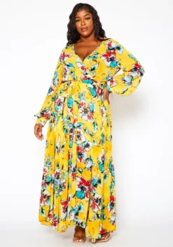 Plus Size Floral Print Flare Maxi Dress -Asoph Fashion Shop 2021146 001 2