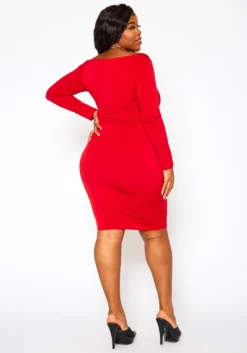 Plus Size Scoop Neck Long Sleeve Mini Dress -Asoph Fashion Shop 2021147 001 3