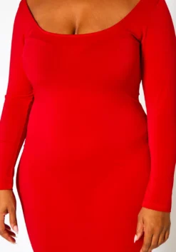 Plus Size Scoop Neck Long Sleeve Mini Dress -Asoph Fashion Shop 2021147 001 4