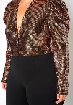Plus Size Sequin Contrast Flare Jumpsuit -Asoph Fashion Shop 2021151 002 4