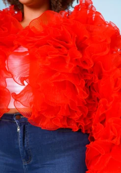 Plus Size Organza Tiered Ruffle Long Sleeve Jacket -Asoph Fashion Shop 2021170 003 6