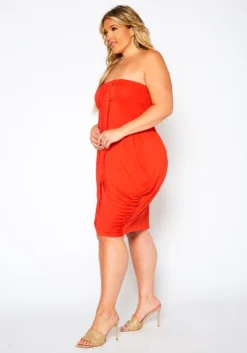 Plus Size Draped Tube Mini Dress -Asoph Fashion Shop 2021175 001 2