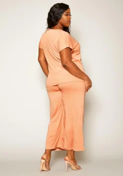 Plus Size Casual T Shirt & Flare Pants Set -Asoph Fashion Shop 2021176 004 3