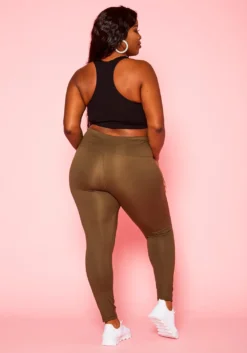 Plus Size High Waist Slit Hem Leggings -Asoph Fashion Shop 2021187 002 4