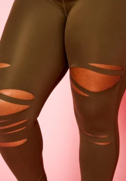 Plus Size High Waist Slit Hem Leggings -Asoph Fashion Shop 2021187 002 5