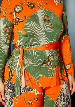 Plus Size Multi Pattern Long Sleeve Top & Pants Set -Asoph Fashion Shop 2021190 001 4