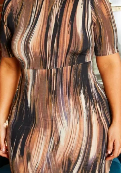 Plus Size Mocha Pattern Flare Dress 9 Plus Size Mocha Pattern Flare Dress -Asoph Fashion Shop 2021204 001 4