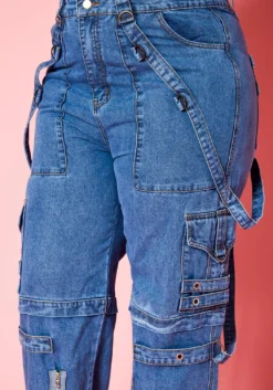 Plus Size High Waist Cargo Denim Jeans -Asoph Fashion Shop 2021244 002 5