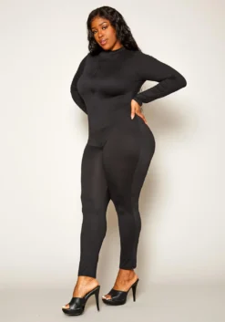Plus Size Long Sleeve Bodycon Jumpsuit -Asoph Fashion Shop 2021251 001 3