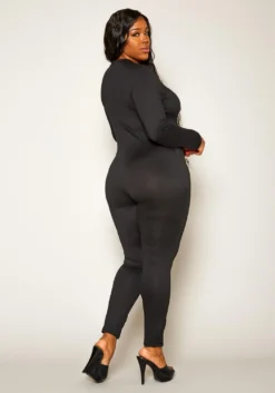 Plus Size Long Sleeve Bodycon Jumpsuit -Asoph Fashion Shop 2021251 001 4