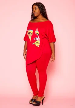 Plus Size Graphic Print Two Piece Set -Asoph Fashion Shop 2021252 001 2